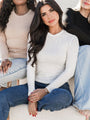 Make Your Choice Ivory Ribbed Long Sleeve Tee