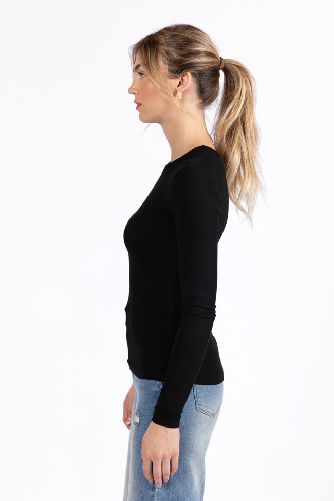 Make Your Choice Black Ribbed Long Sleeve Tee