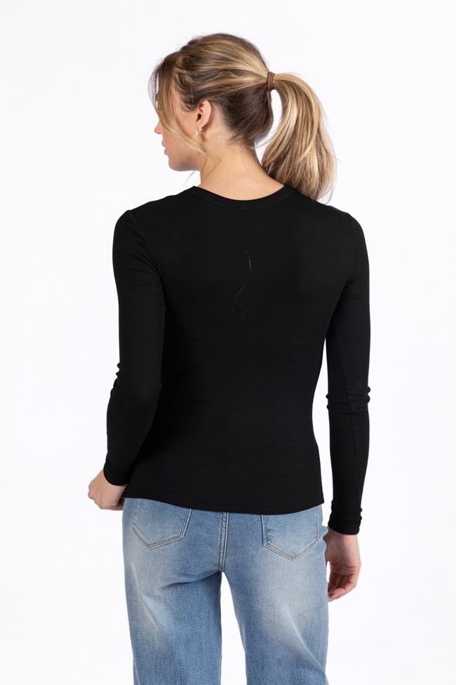 Make Your Choice Black Ribbed Long Sleeve Tee