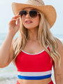 Do Not Disturb Red Color Block Bikini Top