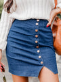 Feels So Right Dark Wash Side Button Denim Mini Skirt