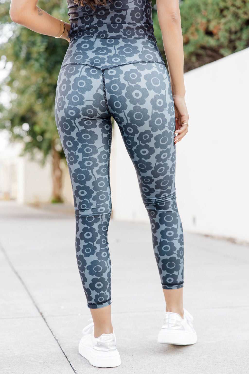 Raise The Standard Black And Grey Floral Active Leggings FINAL SALE