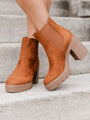 Barbara Camel Suede Platform Booties