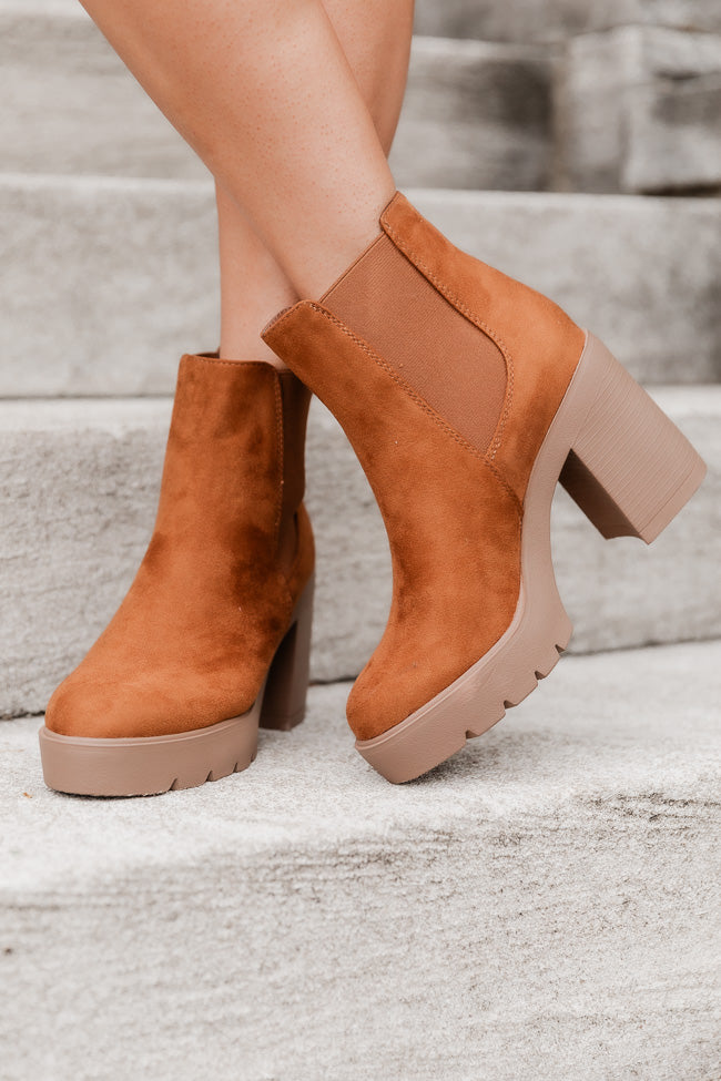 Barbara Camel Suede Platform Booties