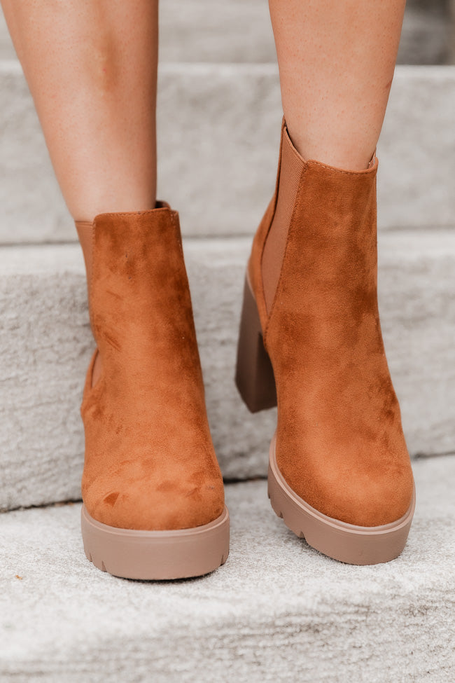 Barbara Camel Suede Platform Booties