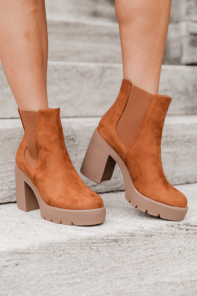 Barbara Camel Suede Platform Booties