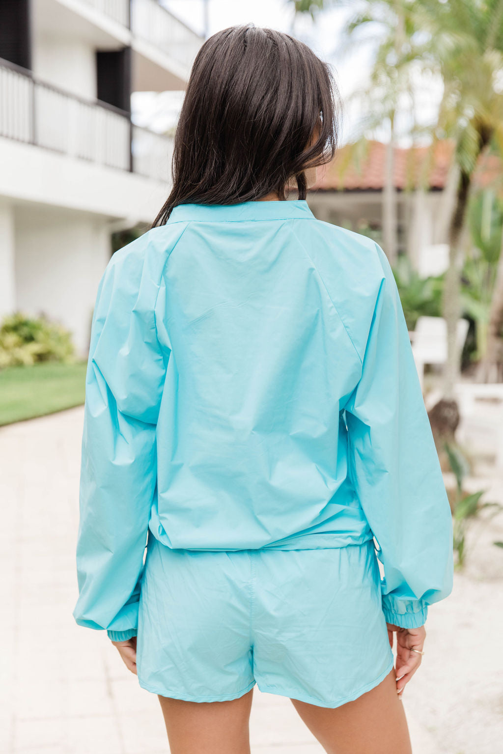 On The Daily Aqua Quarter Zip Windbreaker FINAL SALE