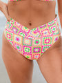 Gossip On Deck in Cabo Crochet Multi Color High Waisted Crossover Bikini Bottoms FINAL SALE