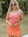 Time Of Our Life  Pink and Orange Geo Printed Sweater Tank FINAL SALE