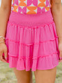 Through The Garden Pink Solid Mini Skort FINAL SALE