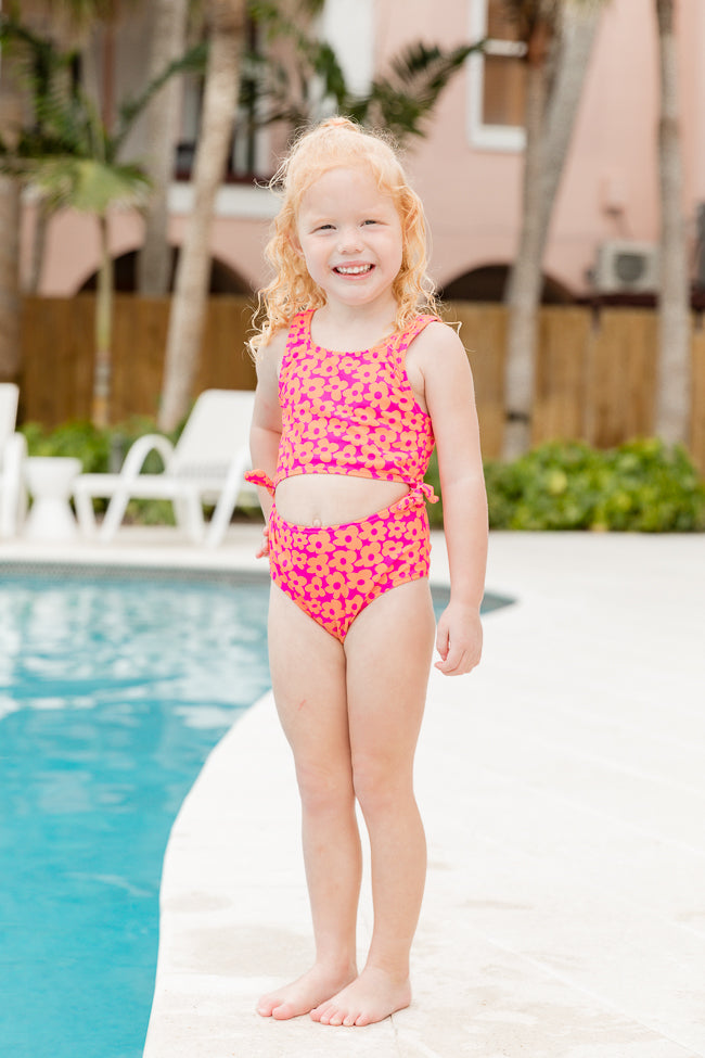 Kid's Sandy Shores In Floral Flair Tie Side Swimsuit FINAL SALE