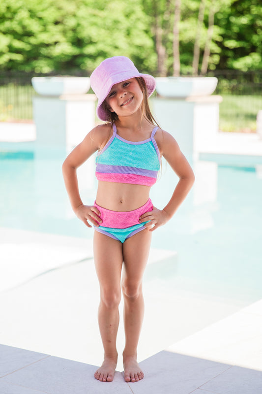 Kid's Do Not Disturb Blue and Pink Bikini Bottoms