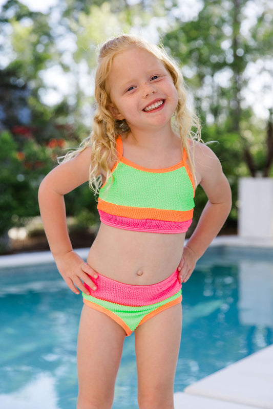 Kid's Do Not Disturb Neon Bikini Top Tori X Pink Lily