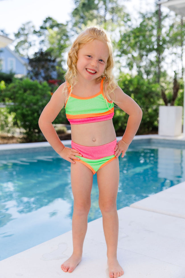 Kid's Do Not Disturb Neon Bikini Top Tori X Pink Lily