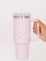 Sippin' Pretty Light Pink Daisy 40 oz Drink Tumbler With Lid And Straw