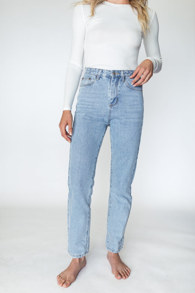 Megan Light Wash Straight Leg Mom Jeans