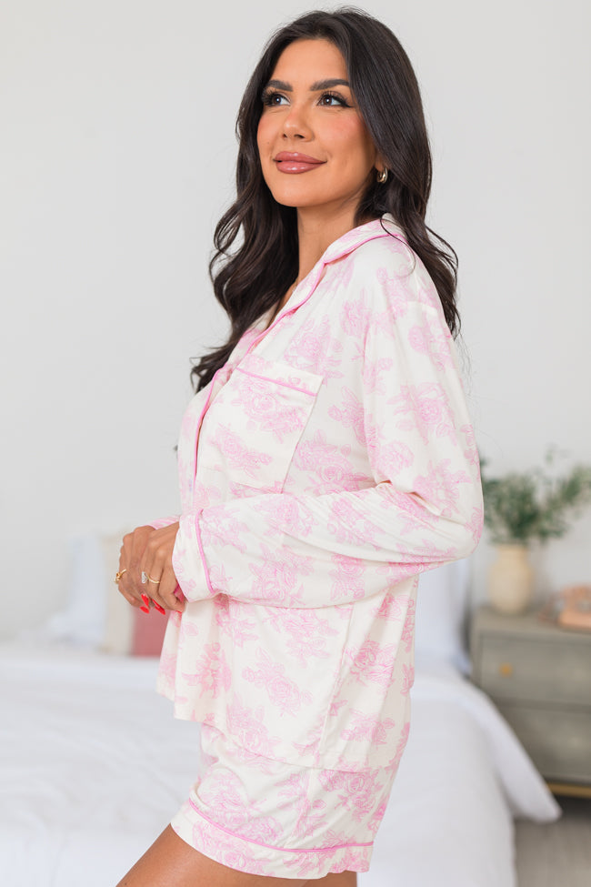 Under The Stars In Floral Fantasy Long Sleeve Bamboo Pajama Top