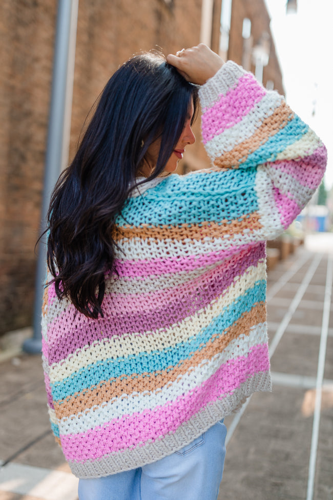 Forgot You Existed Pink, Orange, and Yellow Multi Striped Cardigan