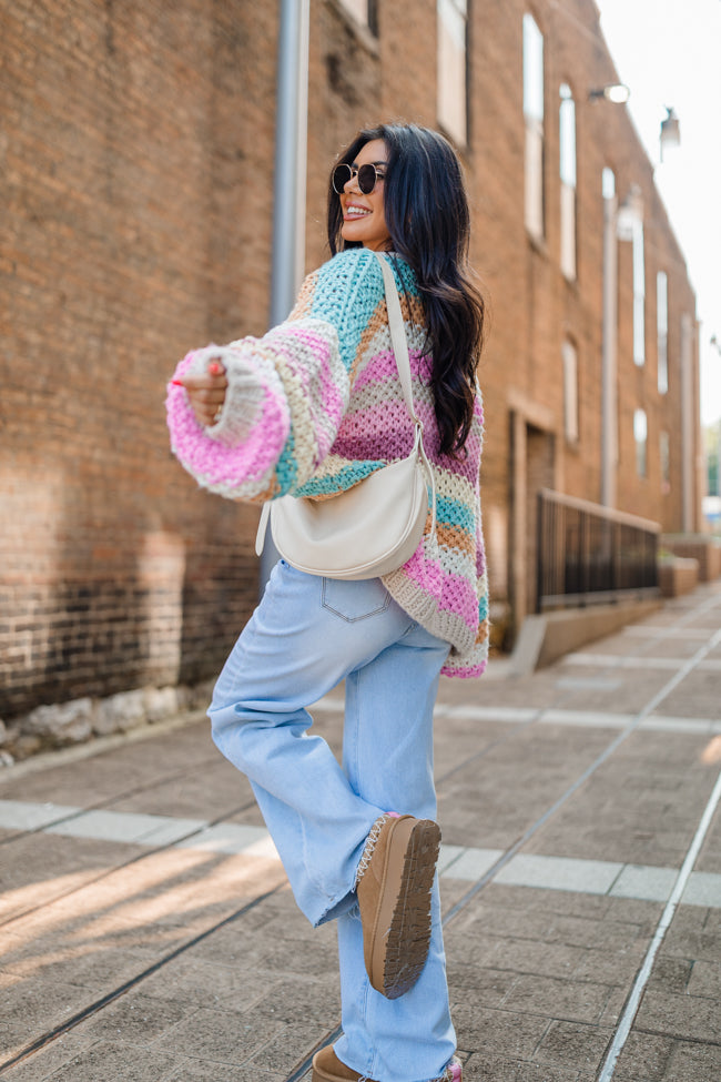 Forgot You Existed Pink, Orange, and Yellow Multi Striped Cardigan