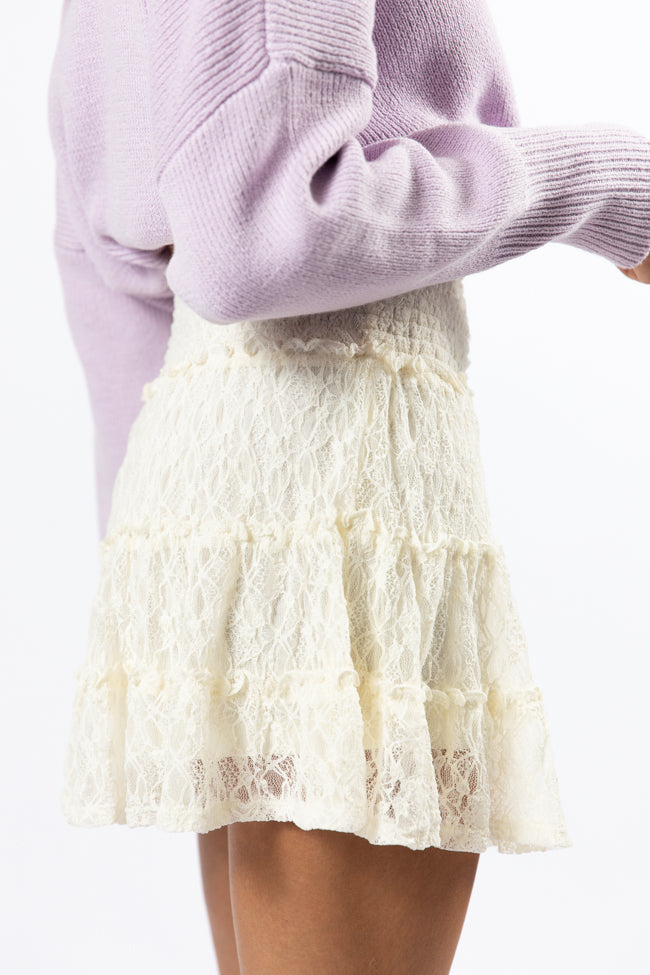 Through The Garden Cream Lace Mini Skort