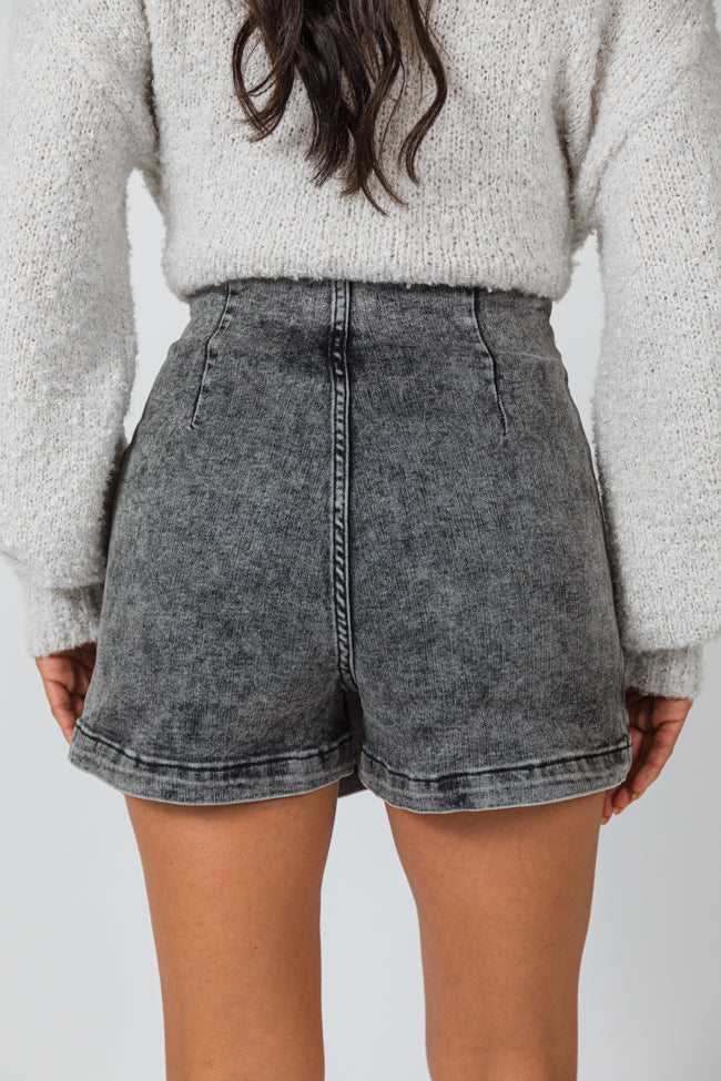 My Favorite Black Acid Wash Denim Skort