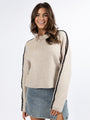 In and Out Taupe and Black Contrast Stitch Sweater