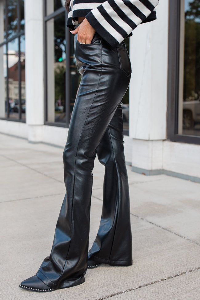 Forevermore Black Faux Leather Flare Pants SALE