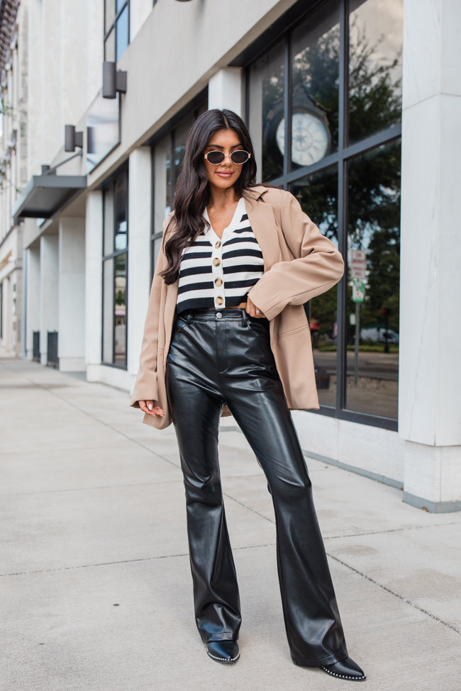 Forevermore Black Faux Leather Flare Pants SALE