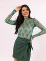 Speak Your Truth Green Mock Neck Lace Layering Blouse FINAL SALE