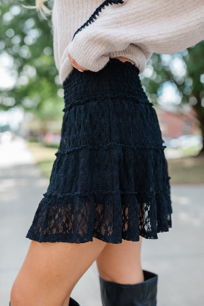 Through The Garden Black Lace Mini Skort