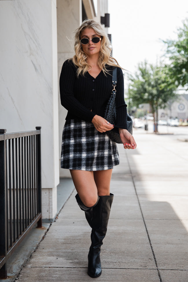 Sweet Escapes Black Plaid Skort