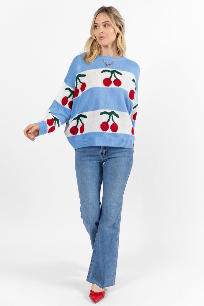 The Cherry On Top Blue Sweater