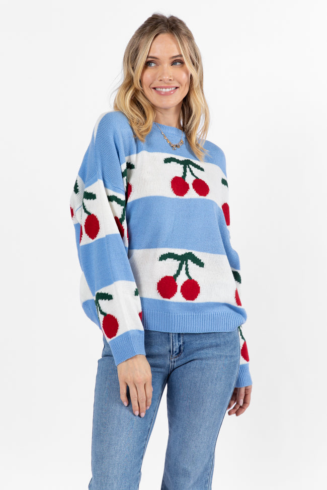 The Cherry On Top Blue Sweater