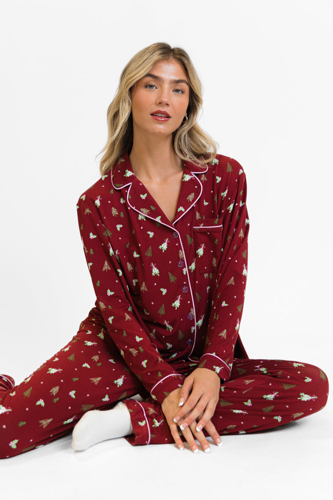 Under The Stars in Spruced Up Long Sleeve Bamboo Pajama Top FINAL SALE