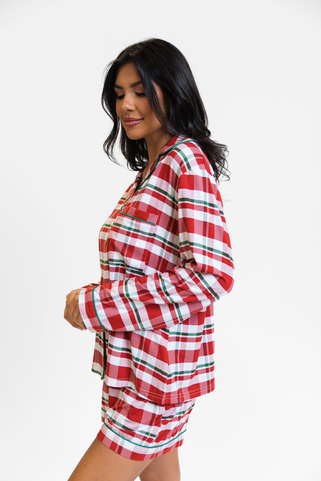 Under The Stars in Christmas Plaid Long Sleeve Bamboo Pajama top FINAL SALE