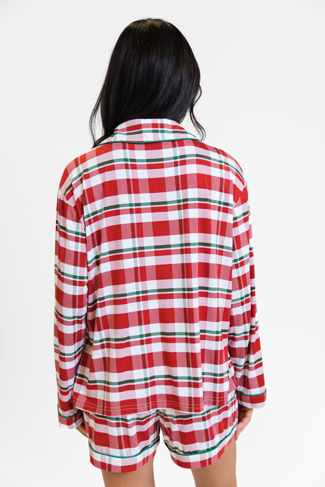 Under The Stars in Christmas Plaid Long Sleeve Bamboo Pajama top FINAL SALE