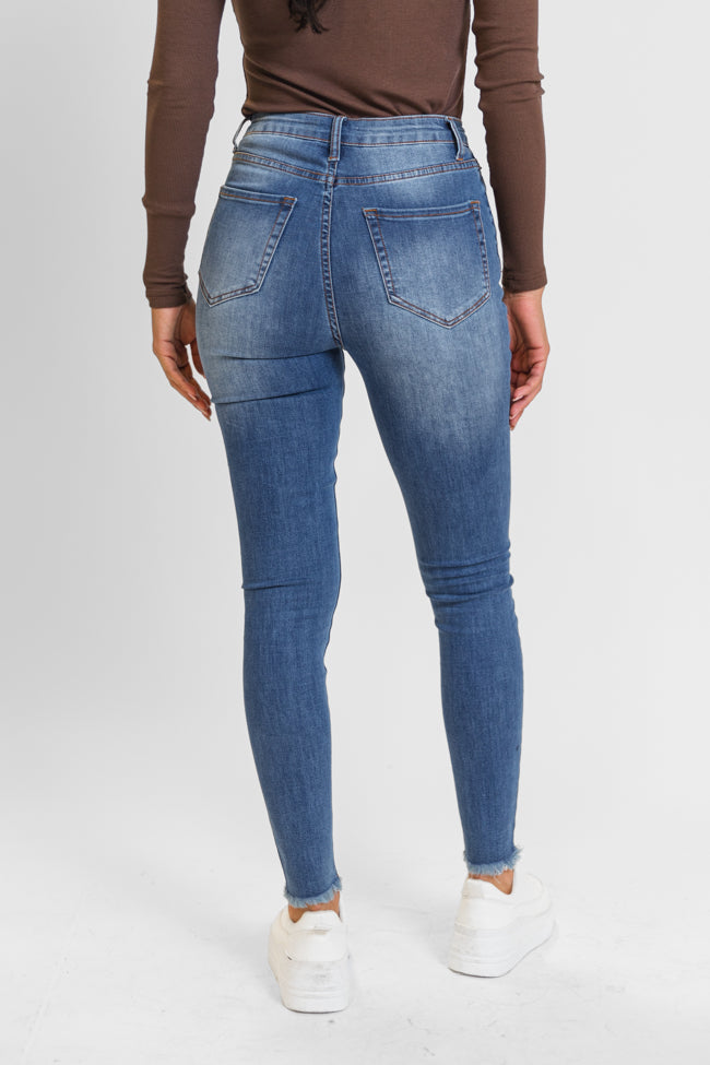 Chelsie Medium Wash Busted Knee Skinny Jeans