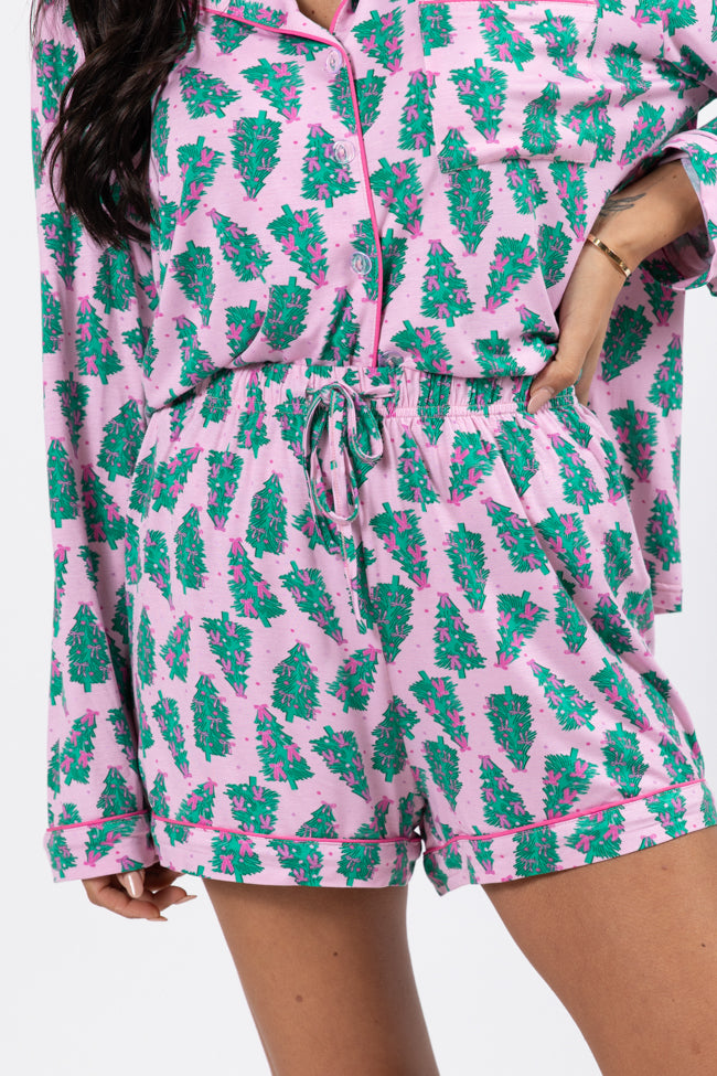 Under The Stars In Pink Pines Bamboo Pajama Shorts FINAL SALE