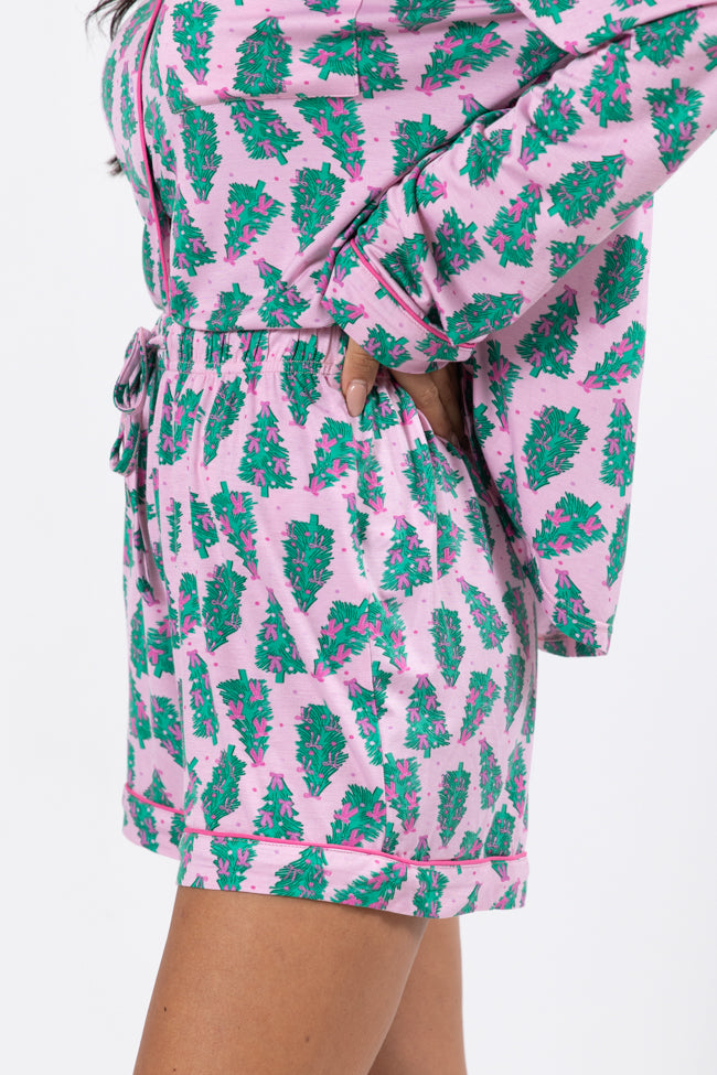 Under The Stars In Pink Pines Bamboo Pajama Shorts FINAL SALE