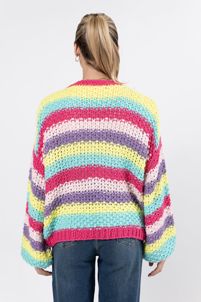 Forgot You Existed Hot Pink Multi Striped Cardigan SALE