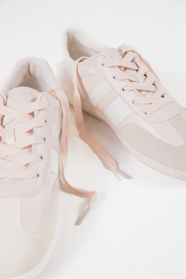 Presley Double Stripe Beige Leather Sneaker