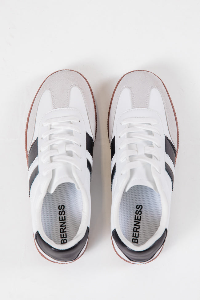 Lunden Double Stripe Black and White Leather Sneaker