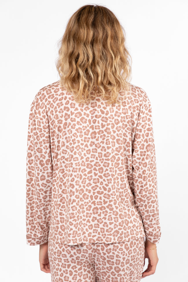 Under The Stars Neutral Leopard Pajama Top