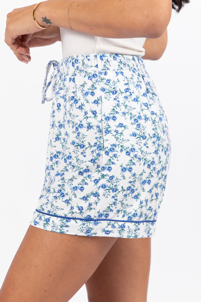 Under The Stars Blue Floral Pajama Shorts