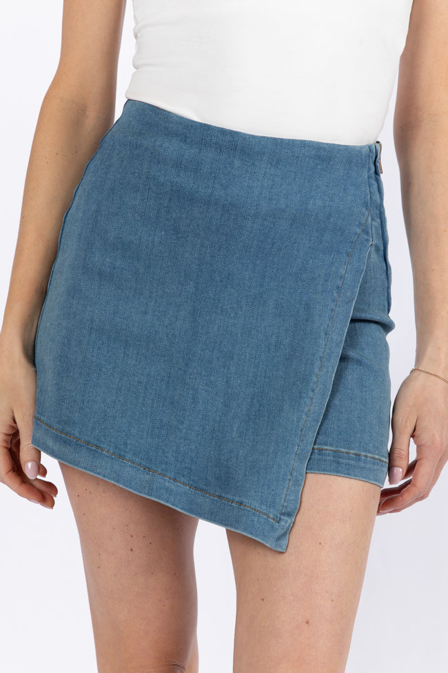 My Favorite Medium Wash Denim Skort