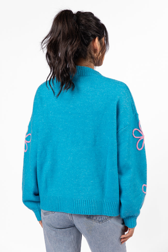 Would've Been The One Blue Flower Embroidered Sweater