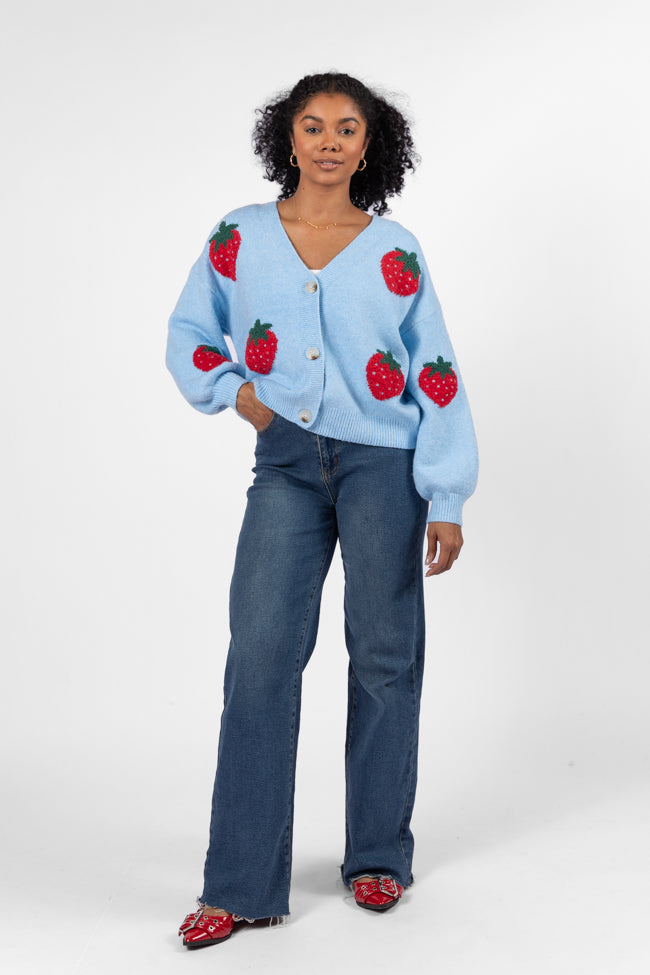 Berry Sweet Blue Strawberry Cardigan