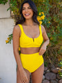 Summer Oasis Yellow Underwire Split V Bikini Top