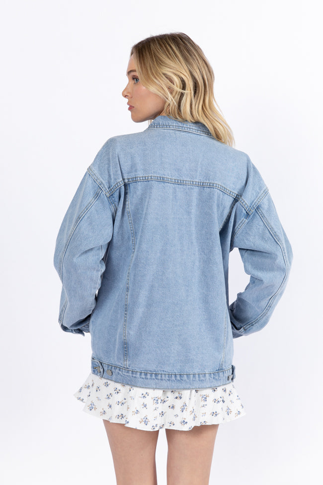 Let's Try It Light Wash Boyfriend Denim Jacket