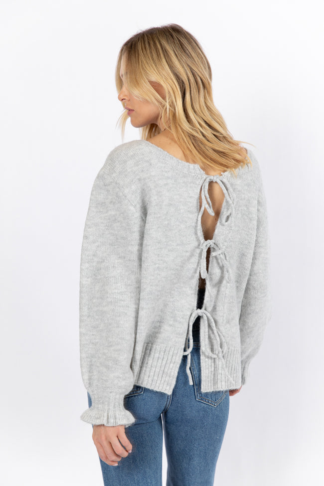 Versatile Feelings Grey Reversible Tie Detail Sweater Cardigan